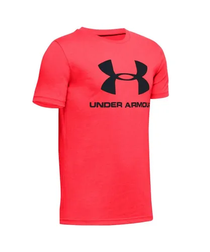 Under Armour Boys Sportstyle Logo Kids T-Shirt Red - YS Cotton