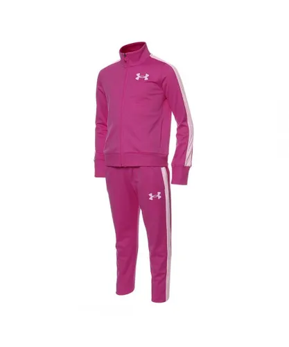 Under Armour Childrens Unisex Armoour Logo Kids Pink Tracksuit