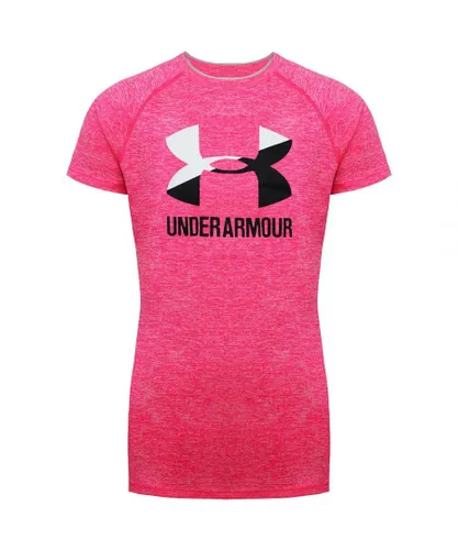 Under Armour Childrens Unisex Big Logo Kids Pink T-Shirt Cotton