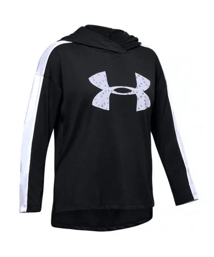 Under Armour Girls Favourite Jersey Hoodie Taped Jumper 1351675 001 - Black Cotton