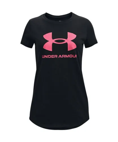 Under Armour Girls Girl's UA Sportstyle Graphic T-Shirt in Black Cotton