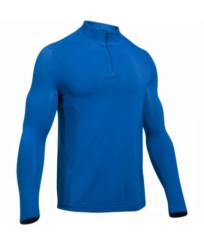 Under Armour HeatGear Long Sleeve Blue Mens Fitted Seamless Top 1282314 789 Nylon