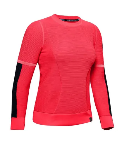 Under Armour IntelliKnit Sweatshirt Neon Jumper - Womens - Pink Textile