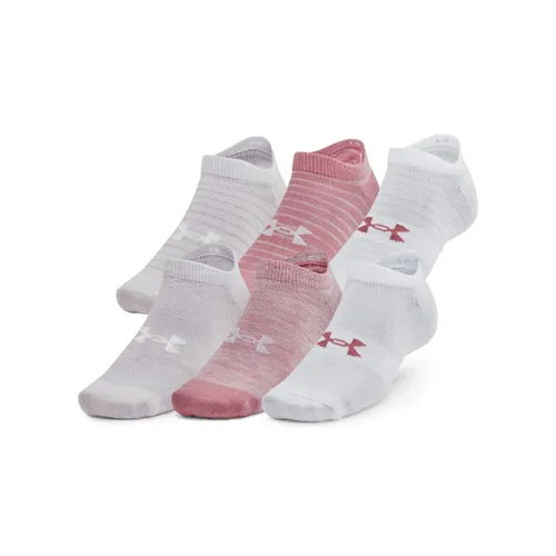 Under Armour Kids No Show Socks 6 Pack Pink/Grey/White 12-14
