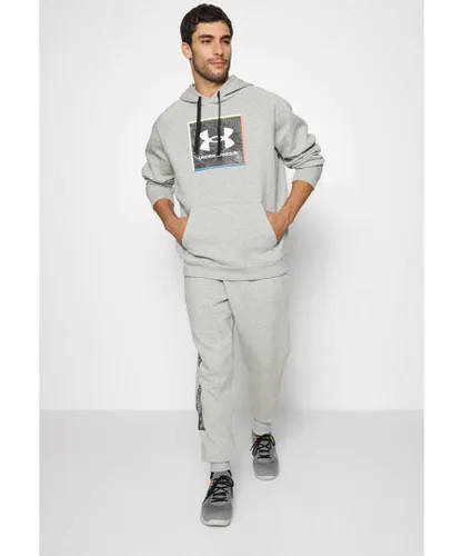 Under Armour Mens Rivel Graphic Tracksuit in Grey Fleece