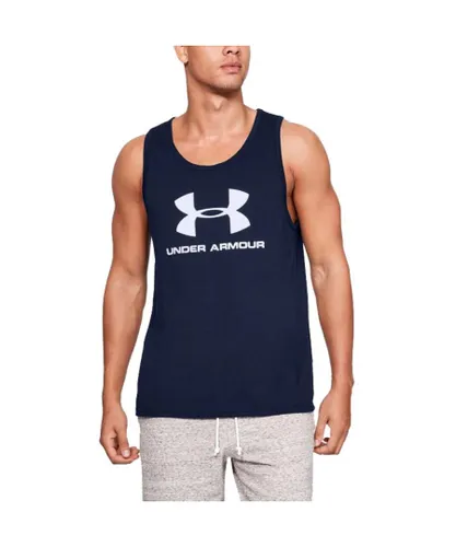 Under Armour Mens Sportstyle Logo Wicking Fitness Tank Top - Navy