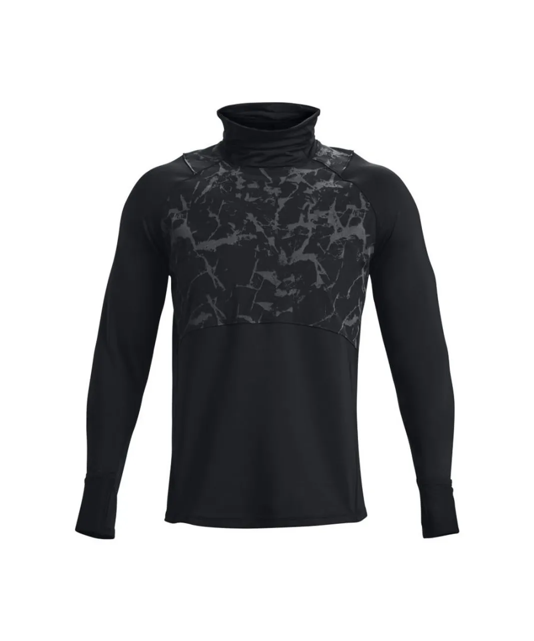 Under Armour Mens UA OutRun The Cold Funnel Neck Top in Black Cotton