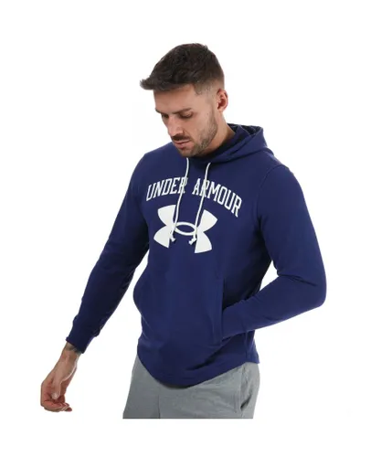 Under Armour Mens UA Rival Terry Big Logo Hoody in Blue Cotton