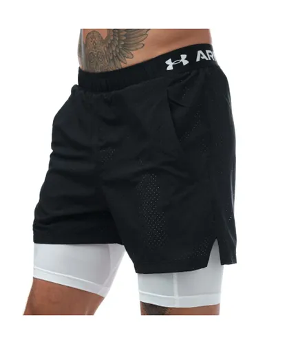 Under Armour Mens UA Vanish Woven 2-in-1 Vent Shorts in Black-White