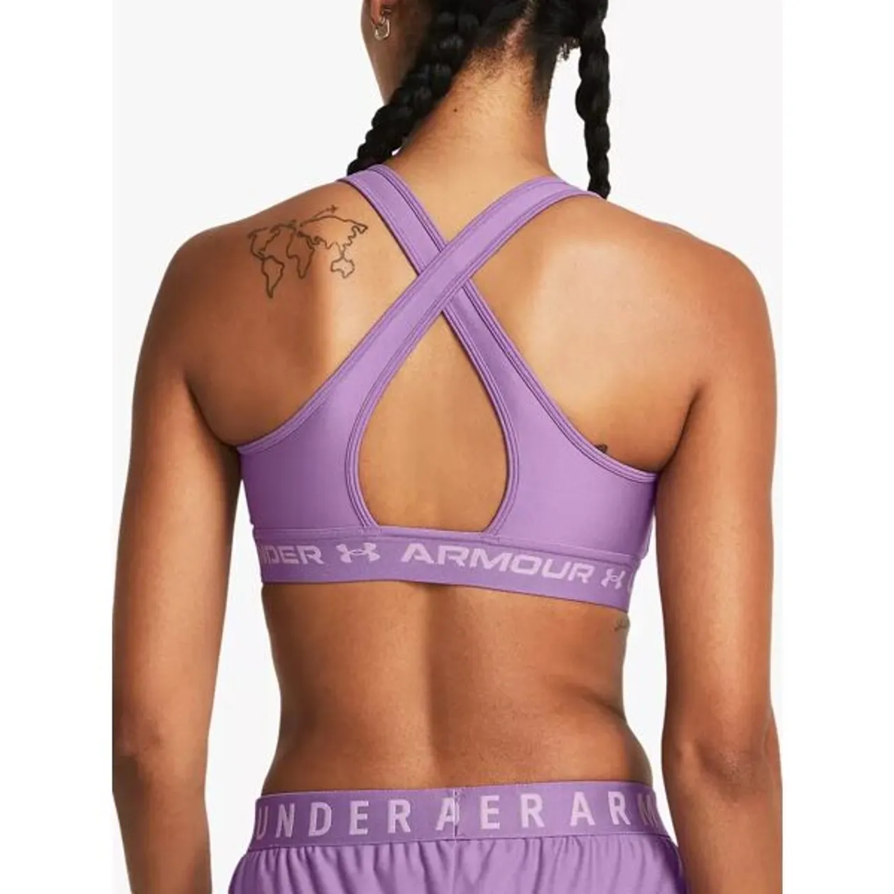 Under Armour Mid Armour Crossback Printed Sports Bra, Purple - Purple - Female