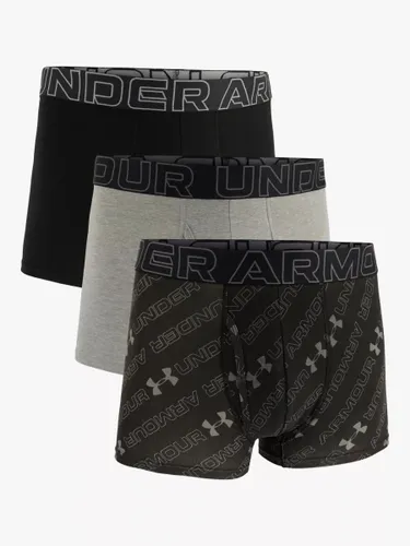 Under Armour Performance Comfort Boxers, Pack of 3, Grey/Black - Grey/Black - Male
