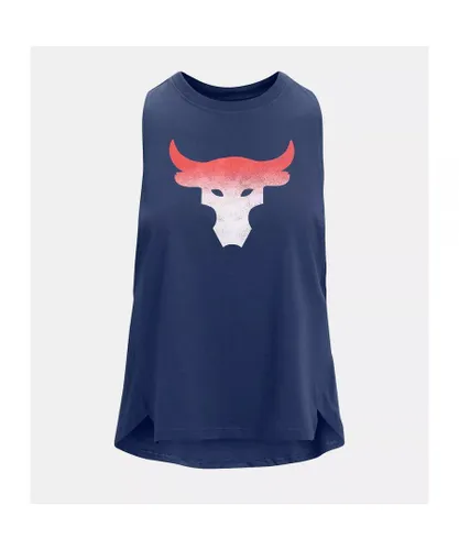 Under Armour Project Rock Bull Womens Navy Blue Tank Top
