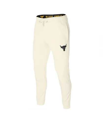 Under Armour Project Rock Mens Beige Terry Track Pants