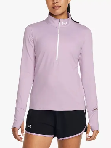 Under Armour Qualifier Run 1/2 Zip Long Sleeve Running Top - Purple/Reflective - Female
