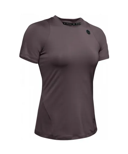 Under Armour Rush Grey Womens Short Sleeve Training Gym T-Shirt Top 1332468 057