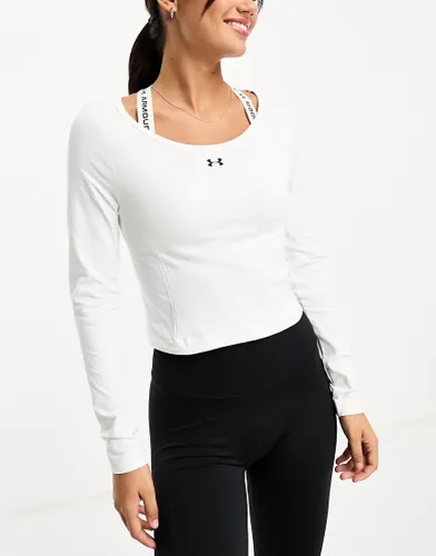 Under Armour training seamless long sleeve top in white