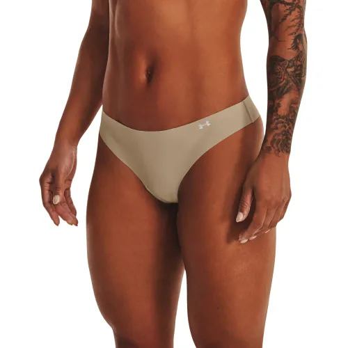 Under Armour Womens 3 Pack Thongs Beige S