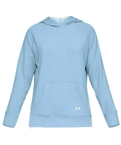 Under Armour Womens Featherweight Fleece Hoodie Taped Jumper 1328956 451 - Blue Cotton