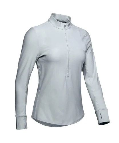 Under Armour Womens Qualifier 1/2 Zip Top Gym Running Active Track Top 1326512 014 - Grey Textile