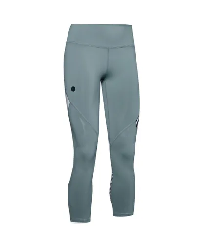 Under Armour Womens Rush Embossed Shine Crop Leggings Tight 1351717 396 - Blue Textile