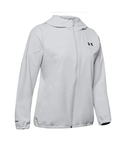 Under Armour Womens Woven Branded Full Zip Hoodie Grey 1351794 014 Textile