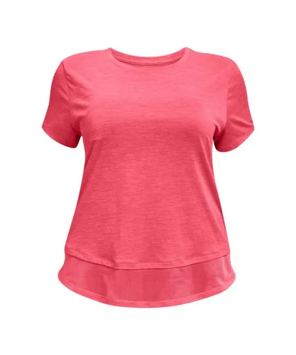 Under Armour Womenss Plus UA Tech Vent T-Shirt in Pink