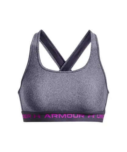 Under Armour Womenss UA Mid Crossback Heather Sports Bra in Grey
