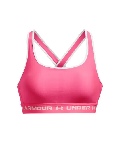 Under Armour Womenss UA Mid Crossback Sports Bra in Pink