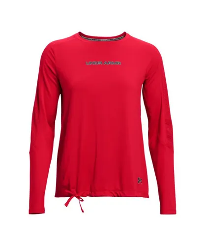 Under Armour Womenss UA Pieced Mesh Long Sleeve Top in Red