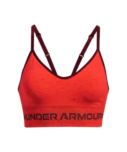 Under Armour Womenss UA Seamless Low Long Sports Bra in Red Nylon