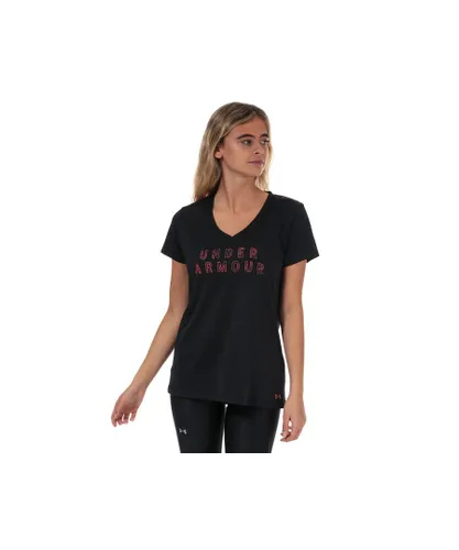 Under Armour Womenss UA Tech V-Neck Graphic T-Shirt in Black