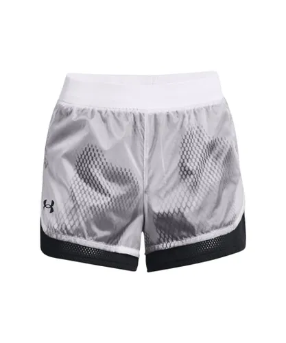 Under Armour Womenss UA Woven Layered Shorts in White - Grey