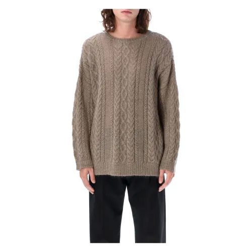 Undercover , Cable Knit Crewneck Sweater ,Beige male, Sizes: