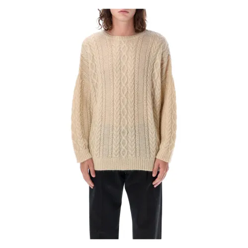 Undercover , Cable Knit Crewneck Sweater ,White male, Sizes: