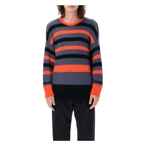 Undercover , Stripes Knit Sweater Blue/Grey ,Blue male, Sizes: