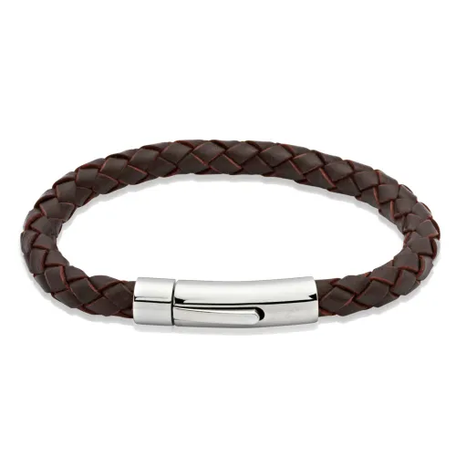 Unique & Co Brown Leather Bracelet with Stainless Steel Clasp