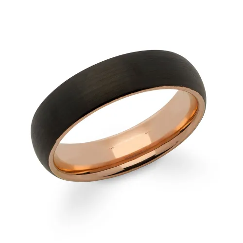 Unique & Co Rose Gold & Black Plated Tungsten Carbide 6mm Ring