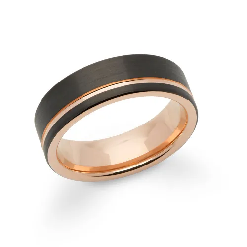 Unique & Co Rose Gold & Black Plated Tungsten Carbide 7mm Ring