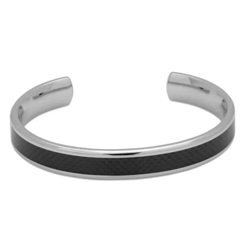 Unique & Co Stainless Steel Bangle with Carbon Fibre Inlay