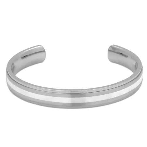 Unique & Co Stainless Steel Bangle with Silver Inlay