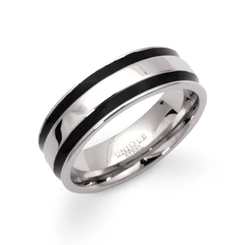 Unique & Co Steel Ring with Black Plating 7mm