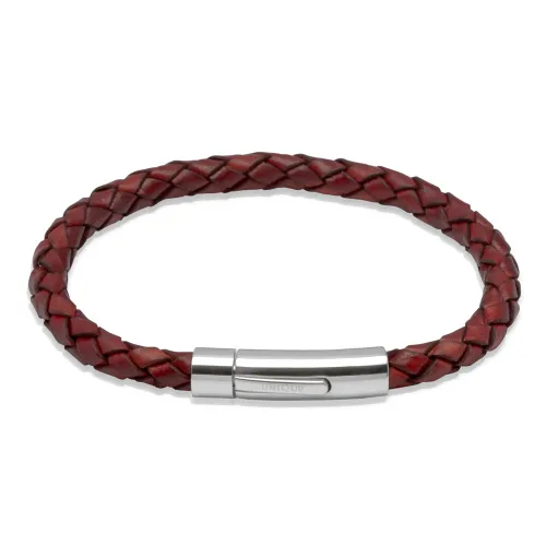 Unique & Co Tan Woven Leather Steel Clasp Bracelet