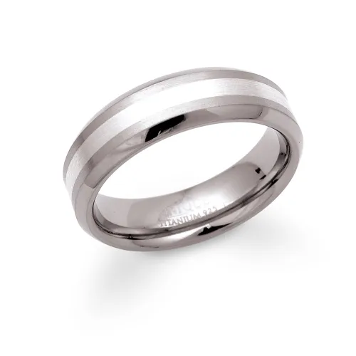 Unique & Co Titanium 6mm Ring with Silver Detail