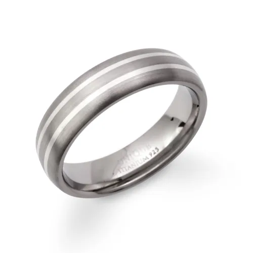 Unique & Co Titanium 6mm Ring with Silver Detail