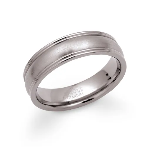 Unique & Co Titanium Matte 6mm Ring with Ridged Detail