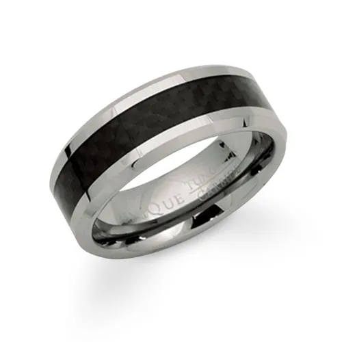 Unique & Co Tungsten 8mm Ring with Black Inlay