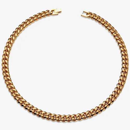 Unique Gold Plated Matte Polished Curb Chain Necklace LAK-229/50CM