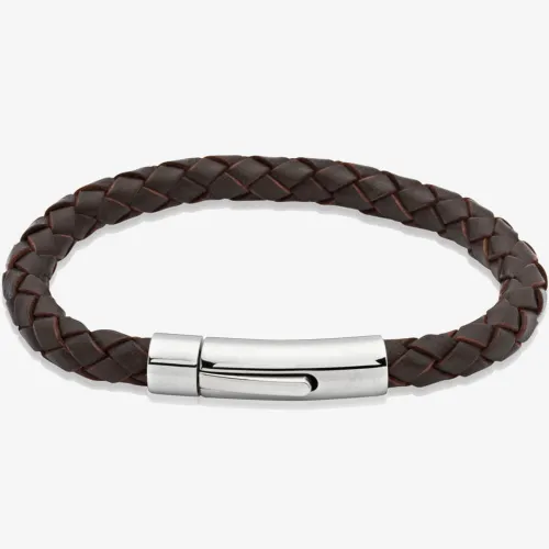 Unique Mens Dark Brown Braided Leather Bracelet A40DB/19CM