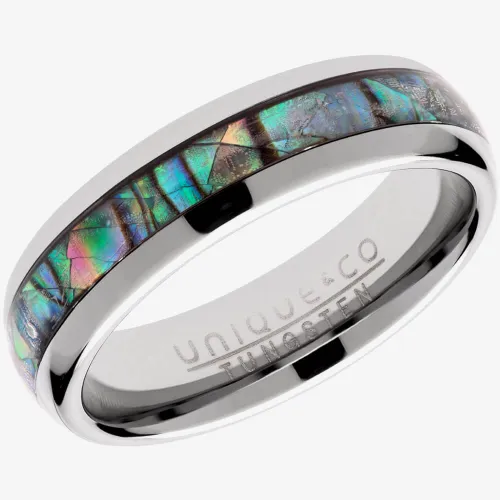 Unique Mens Tungsten Shell Inlay 6mm Ring TUR-99-58