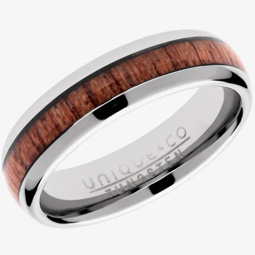 Unique Mens Tungsten Wood Inlay 6mm Ring TUR-103-60